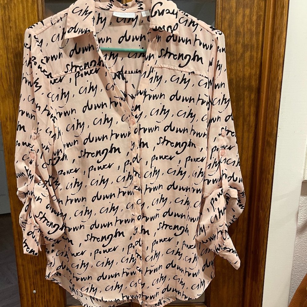 New York & Company pink and black shirt, Size M